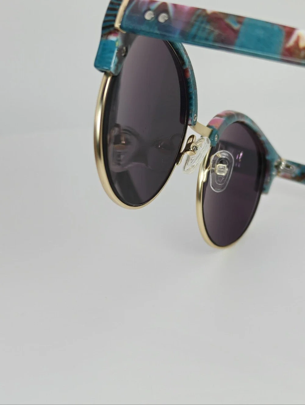 Samba. Round Retro Floral Blue Eyewear for Women.